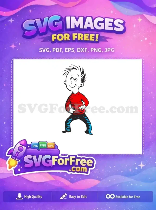 Free Happy Spiky Hair Free Red Shirt Dr Seuss Free SVG