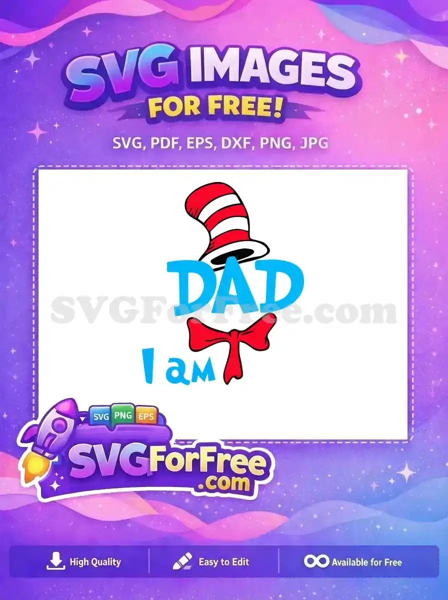 Free Striped Hat Free Blue DAD Red Bow Dr Seuss Free SVG