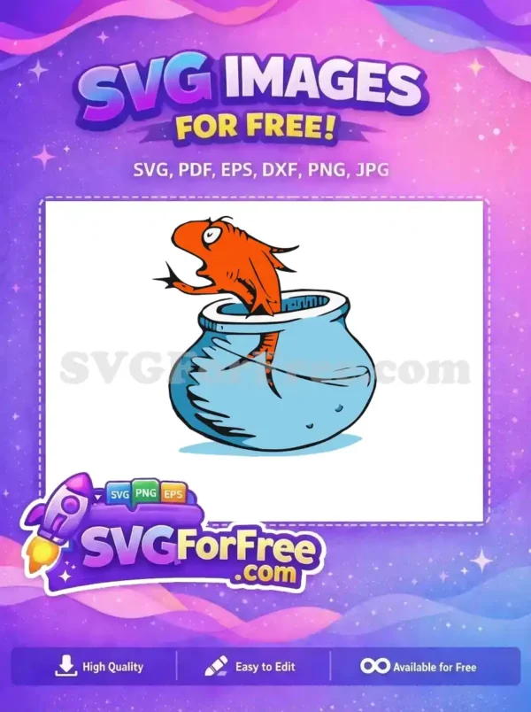 Free Orange Fish Free Wide-eyed Fishbowl Dr Seuss Free SVG