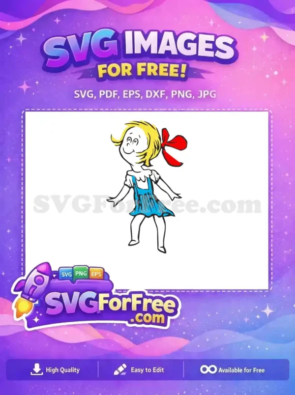 Free Yellow Hair Free Blue Dress Dr Seuss Free SVG