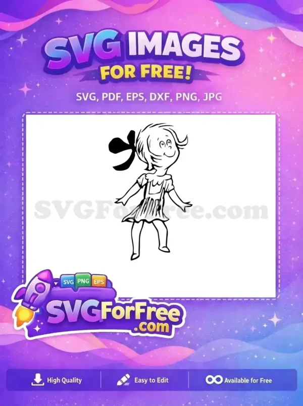 Free Happy Cindy Lou Who Free Cute Bow Dr Seuss Grinch Free SVG