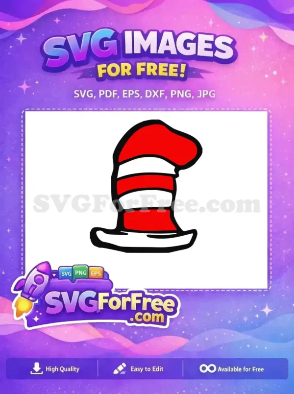 Free Striped Hat Free Red White Dr Seuss Free SVG