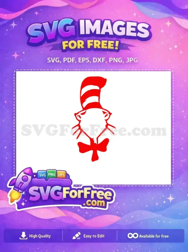 Free Red Striped Hat Free Bowtie Whiskers Dr Seuss Free SVG