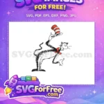 Free Playful Cat with Hat Free Iconic Red Bowtie Dr Seuss Free SVG - Instant Download