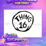 Free Thing 16 Free Black Outline Dr Seuss Free SVG - Instant Download