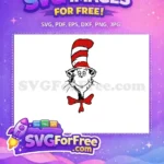 Free Red Striped Hat Free Grinning Cat Red Bowtie Dr Seuss Free SVG - Instant Download