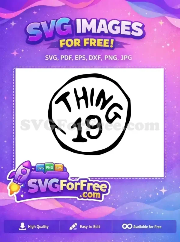 Free black THING 19 Free classic style Dr Seuss Free SVG