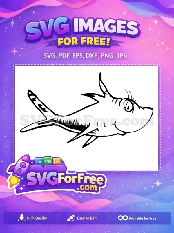 Free Whimsical Fish Free Smiling Eyelashes Dr Seuss Free SVG