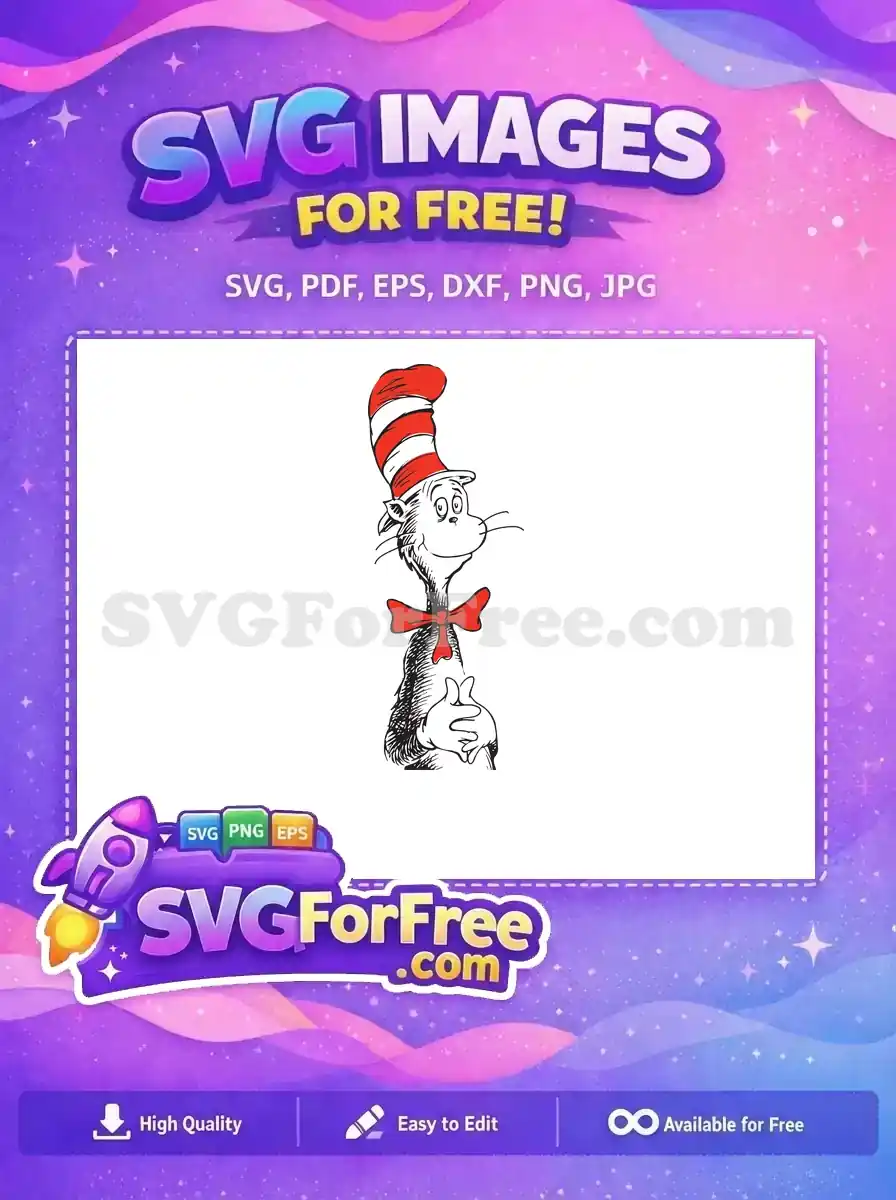 Free Mischievous Cat Free Red Bowtie Dr Seuss Free SVG