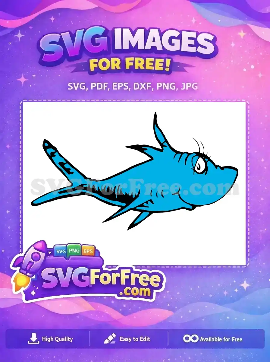 Free Blue Fish Free Worried Eyelashes Dr Seuss Free SVG