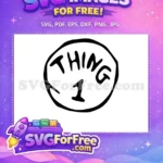 Free Classic Black Thing One Free Bold Outline Dr Seuss Free SVG - Instant Download