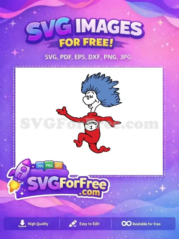 Free Happy Thing 1 Blue Hair Free Red Jumpsuit Dr Seuss Free SVG Free Happy Thing 1 Blue Hair Free Red Jumpsuit Dr Seuss Free SVG
