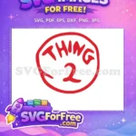 Free Red Thing Two Free Oval Frame Cartoon Dr Seuss Free SVG - Instant Download