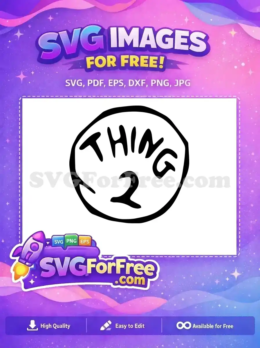 Free Thing 2 Free black white oval Dr Seuss Free SVG