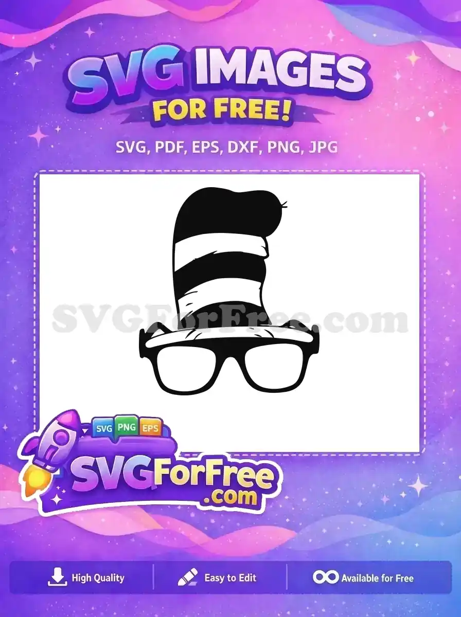 Free Striped Hat Free Round Glasses Dr Seuss Free SVG