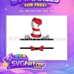 Free Striped Hat Free Red Bowtie Monogram Dr Seuss Free SVG - Instant Download