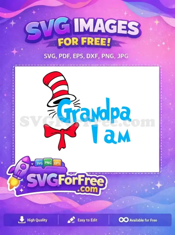 Free Striped Hat Free Blue Grandpa Text Dr Seuss Free SVG