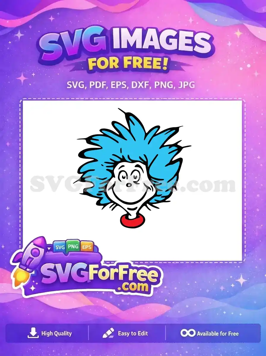 Free Blue Hair Free Smiling Thing Dr Seuss Free SVG