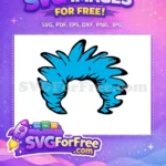 Free Blue Spiky Hair Free Whimsical Character Dr Seuss Free SVG - Instant Download