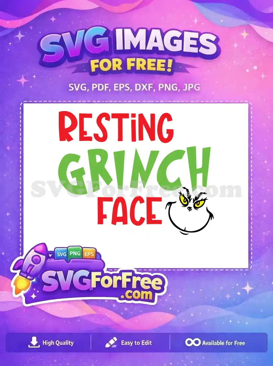 Free Resting Grinch Face Free Scowling Green Character Dr Seuss Free SVG