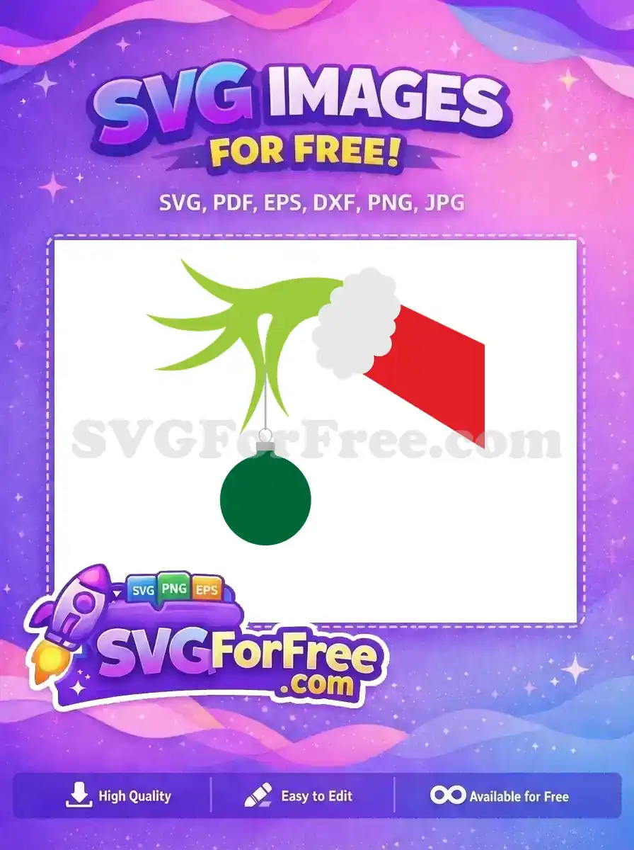 Free Grinch Green Hand Free Red Santa Sleeve Dr Seuss Christmas Free SVG