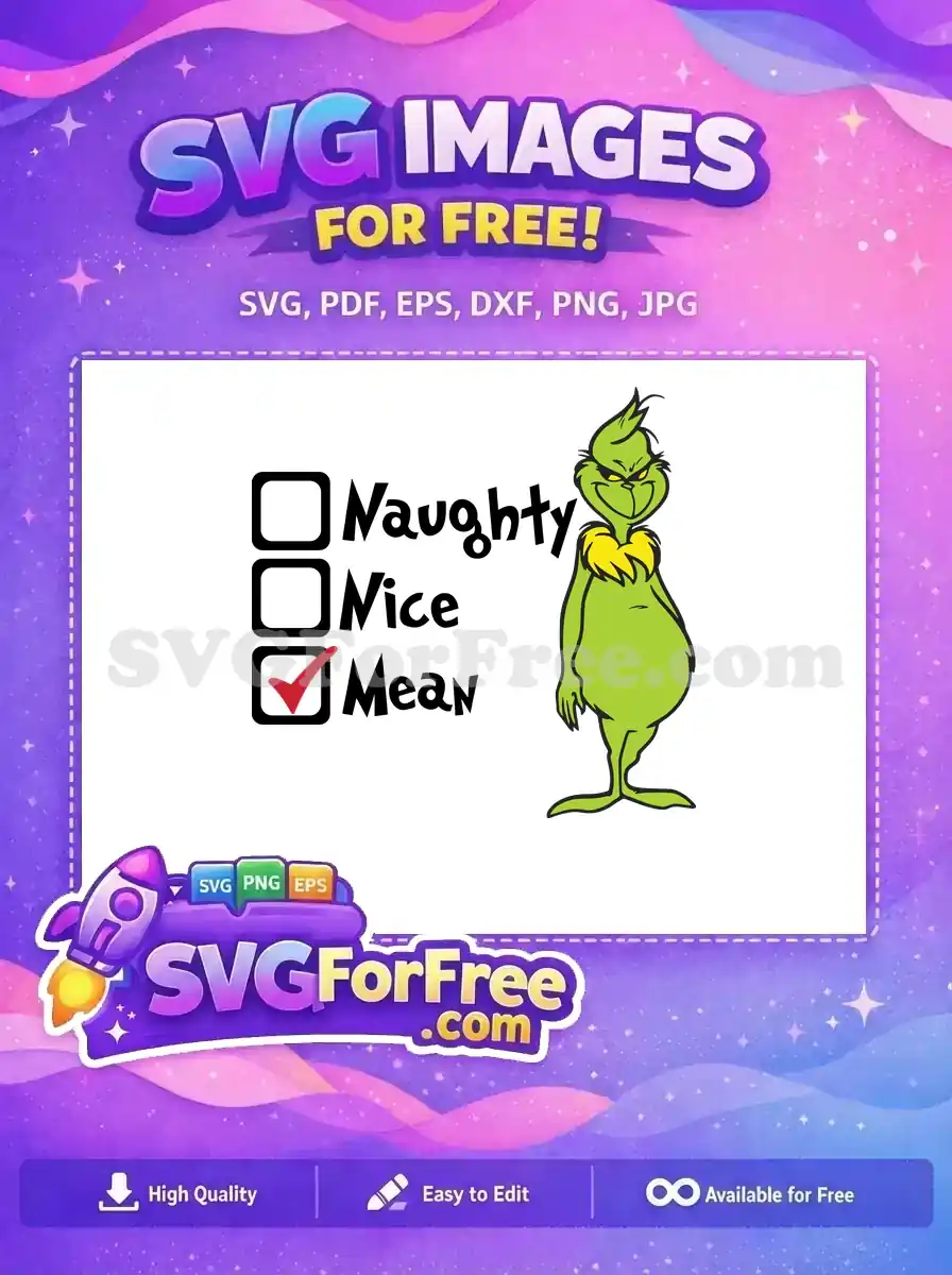 Free Grinch Green Evil Free Mean Checklist Dr Seuss Free SVG