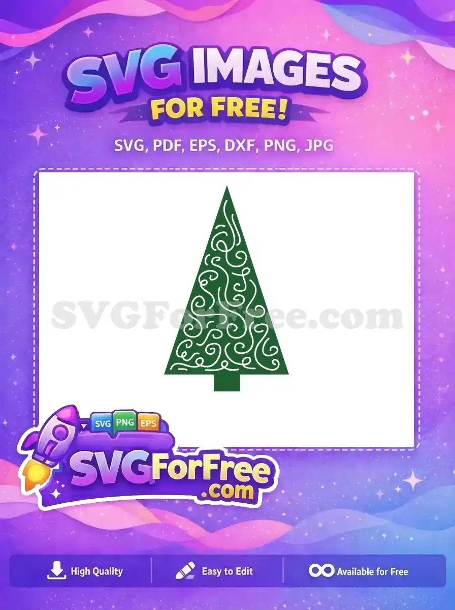 Free Green Christmas Tree Free Whimsical Swirls Dr Seuss Inspired Free SVG