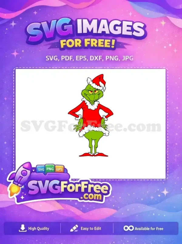 Free Grinch Mischievous Green Free Red Santa Outfit Dr Seuss Free SVG