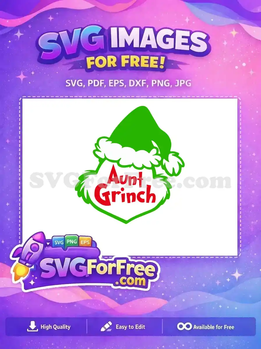 Free Green Grinch Outline Free Red Aunt Grinch Santa Hat Dr Seuss Free SVG