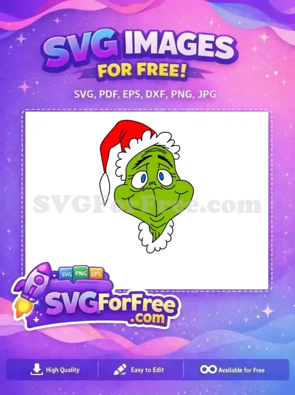 Free Smirking Green Grinch Free Red Santa Hat Dr Seuss Free SVG