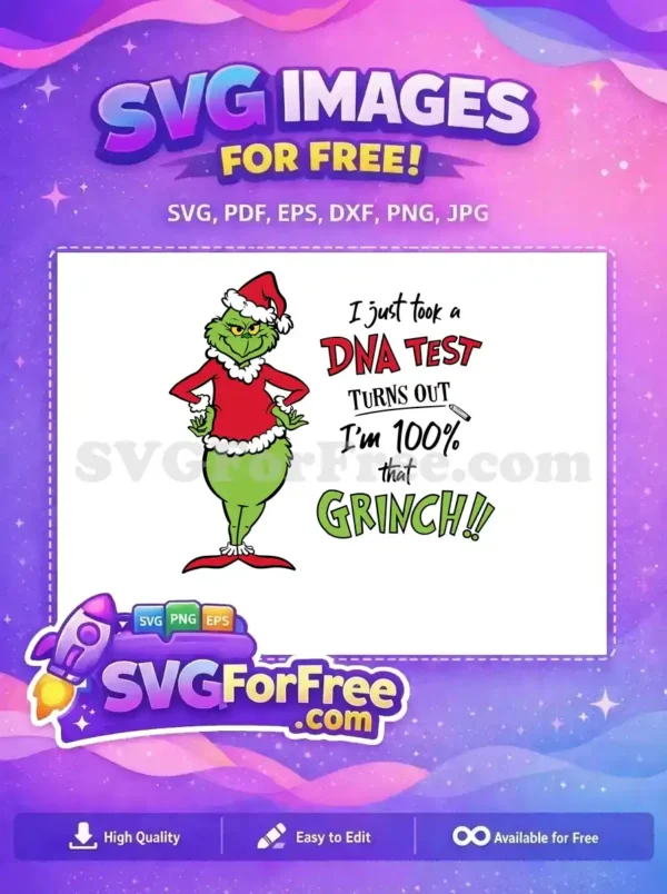 Free Grinch Santa Hat Free DNA Test Quote Dr Seuss Grinch Free SVG