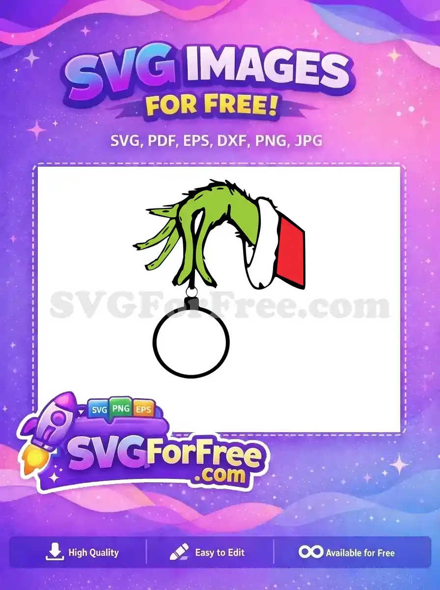 Free Grinch Green Hand Free Red Sleeve Ornament Dr Seuss Free SVG 1