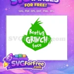 Free Resting Grinch Face Free Vibrant Green Design Dr Seuss Free SVG - Instant Download