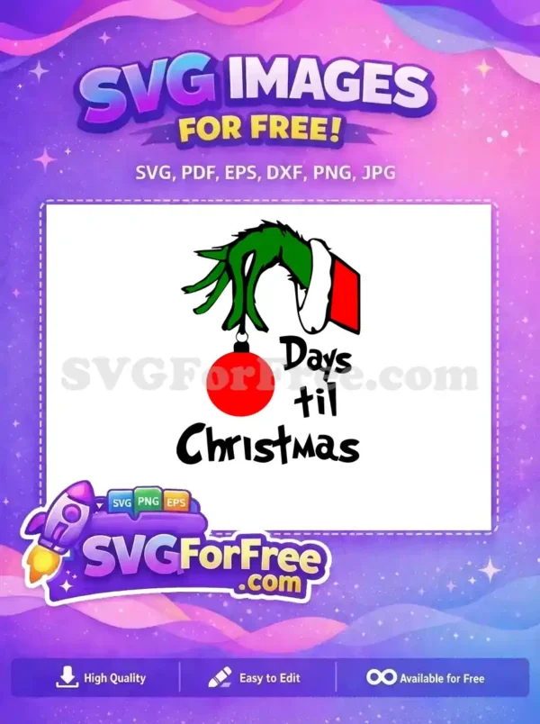 Free Grinch hand red ornament Free Christmas countdown Dr Seuss Free SVG