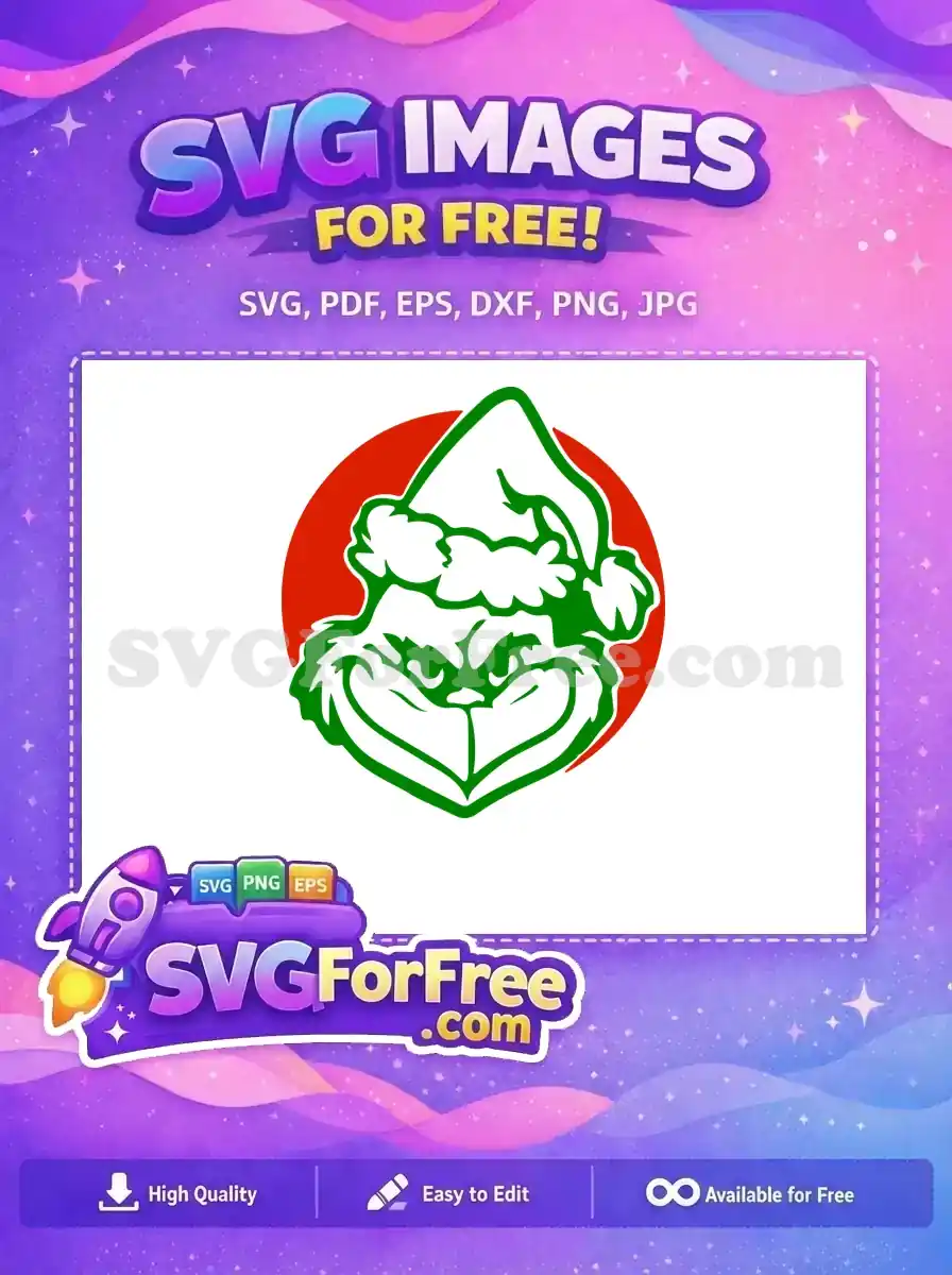 Free Grumpy Green Face Free Santa Hat The Grinch Free SVG