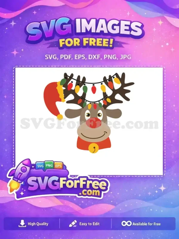 Free Red Nose Free Christmas Lights Reindeer Dr Seuss Free SVG