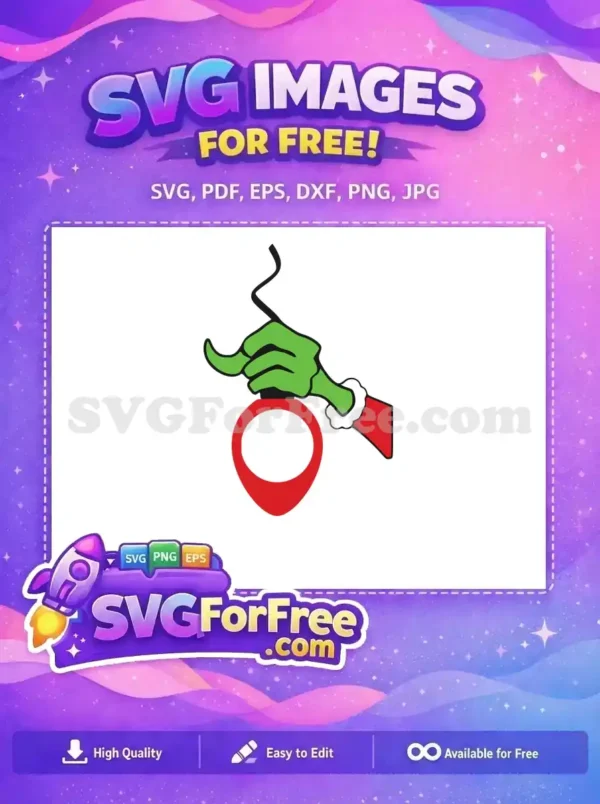 Free Grinch green hand Free red ornament Dr Seuss Christmas Free SVG