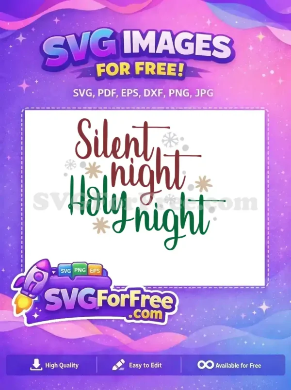 Free Silent Holy Free Red Green Snowflakes Christmas Free SVG