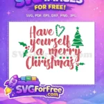 Free Red Script Free Holly Tree Christmas Free SVG - Instant Download