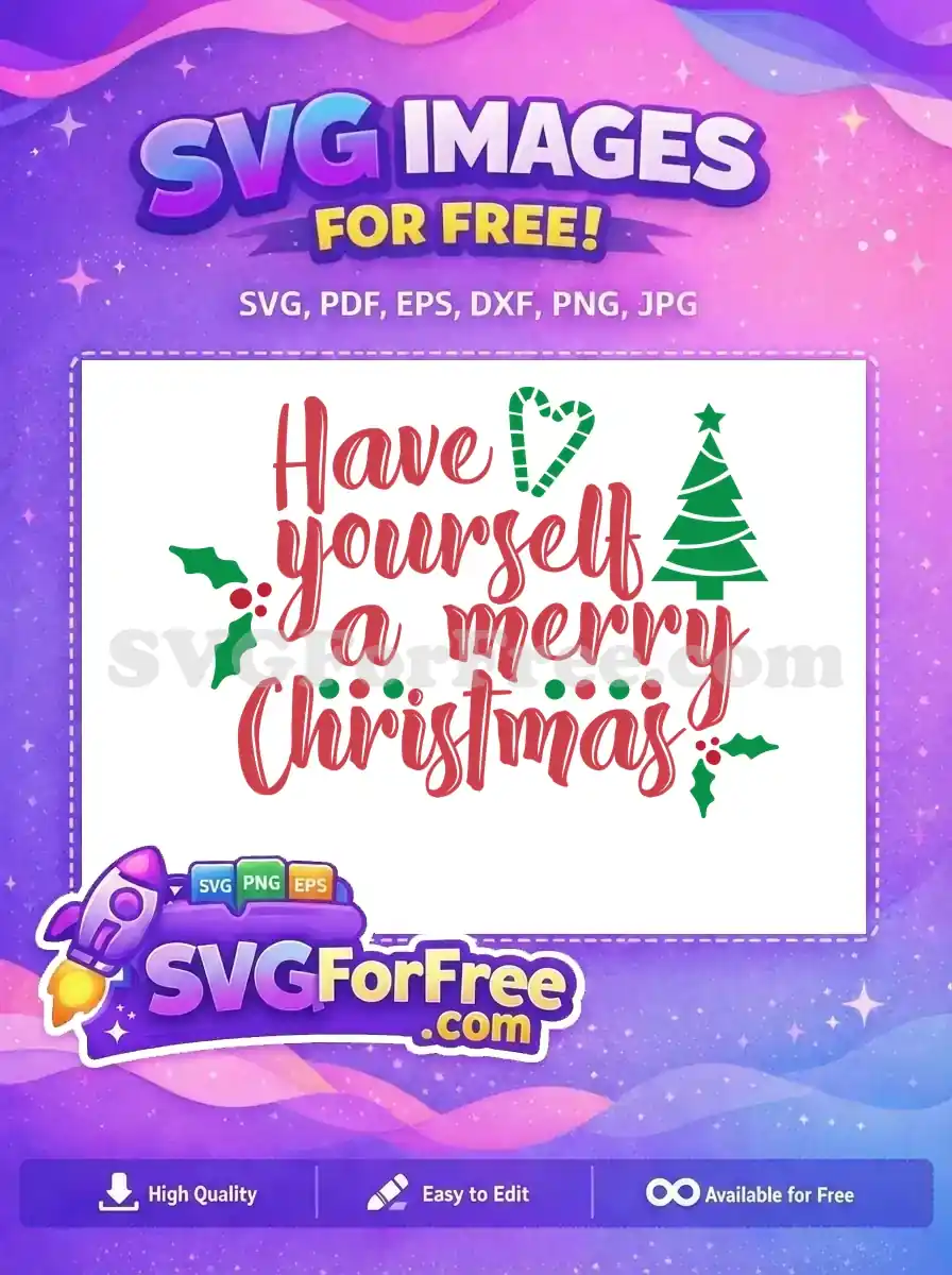 Free Red Script Free Holly Tree Christmas Free SVG