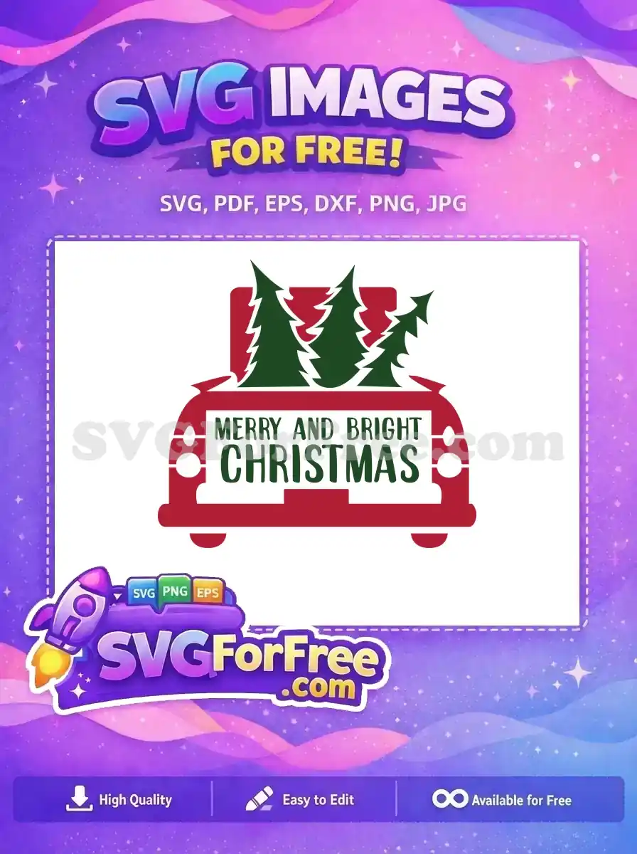 Free Red Christmas Truck Free Green Trees Dr Seuss Merry Bright Free SVG