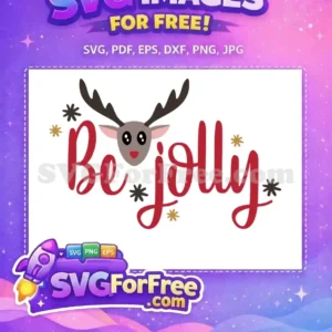 Free Brown Antlers Free Red Be Jolly Christmas Free SVG