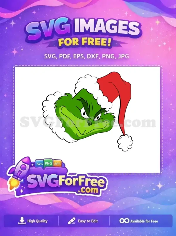 Free Grumpy Green Grinch Free Santa Hat Dr Seuss Free SVG