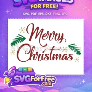 Free Burgundy Merry Free Christmas Calligraphy Green Leaves Free SVG