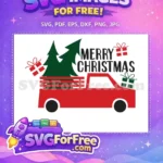 Free Red Truck Free Christmas Tree Merry Christmas Free SVG 1 - Instant Download