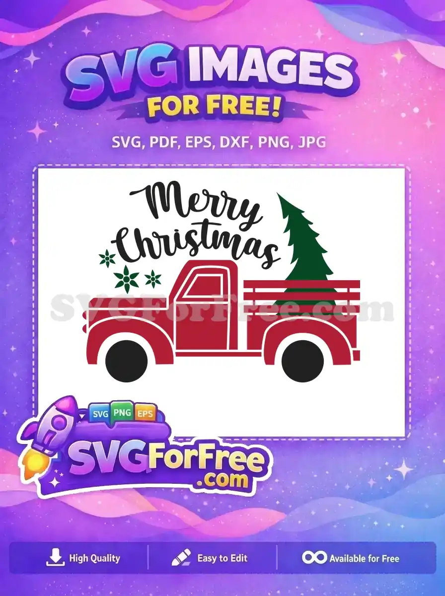Free Merry Christmas Truck Free Pine Tree Silhouette Free SVG