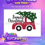 Free Green Tree Free Red Car Christmas Free SVG - Instant Download