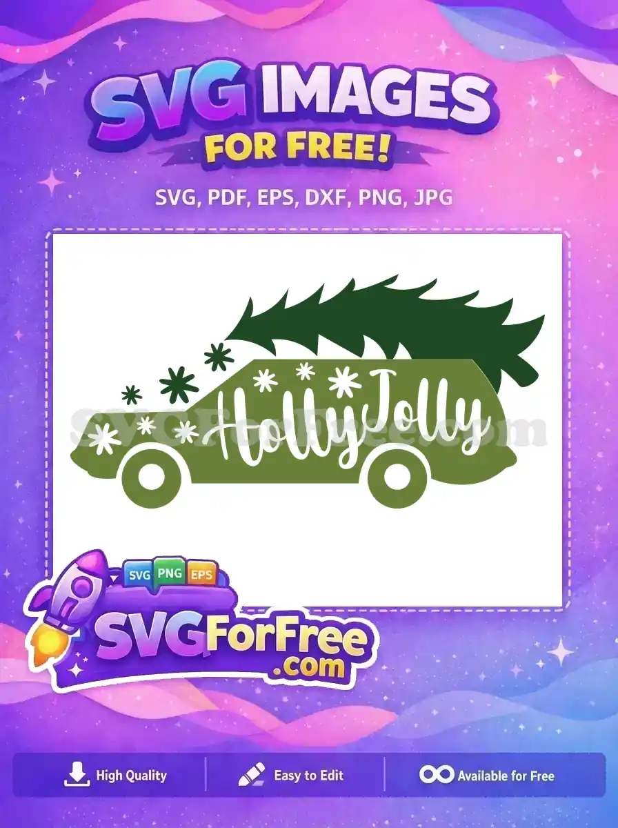 Free Olive Car Free Christmas Tree Holly Jolly Free SVG 1