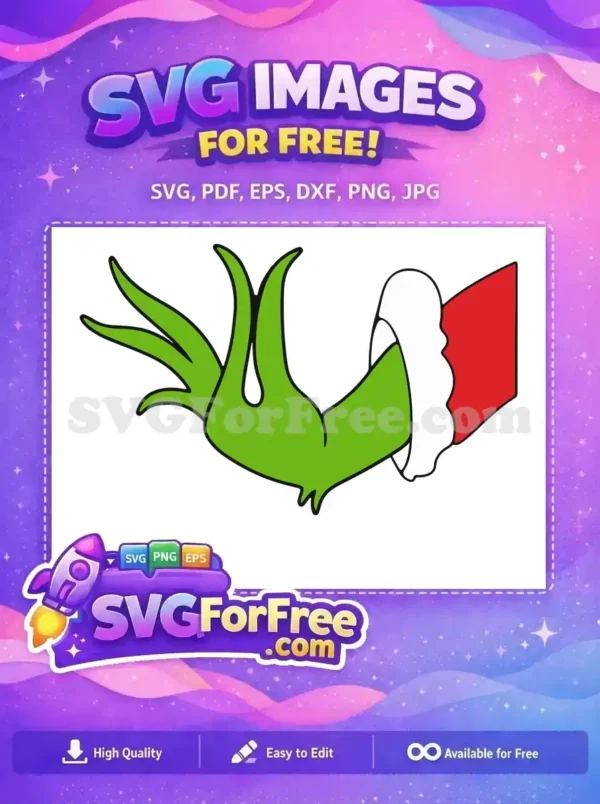 Free Grinchy Green Hand Free Christmas Santa Sleeve Dr Seuss Free SVG