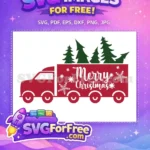 Free Red Truck Free Christmas Trees Merry Christmas Free SVG 1 - Instant Download